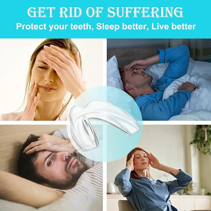 Kids Mouth Guard Blue for Grinding Teeth 8 Pack Moldable Night Guards for Clenching Teeth | Comfortable Nighttime Protection Guard | Including Hygiene Case & Gel Ice Pack