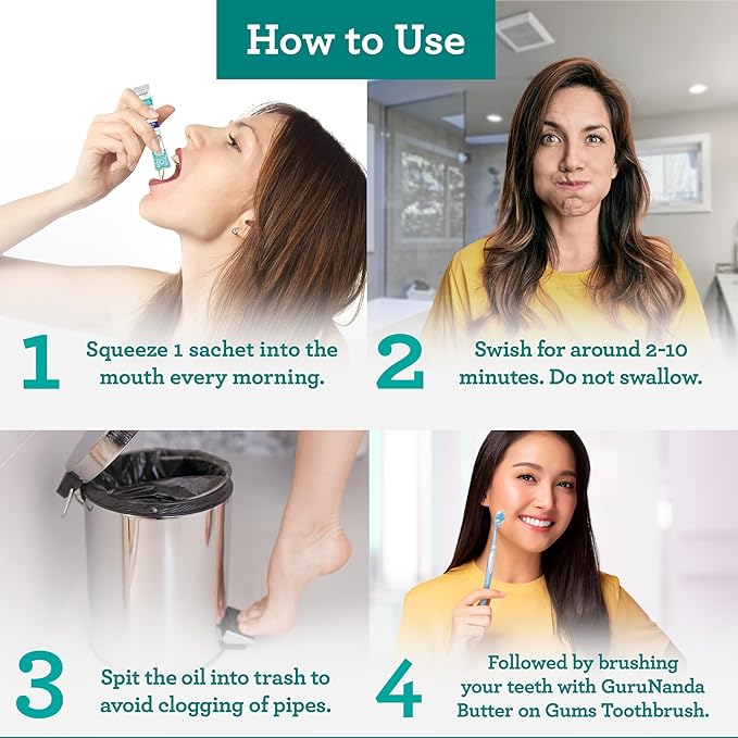 GuruNanda Travel-Ready Oral Care Bundle – 70ct Disposable Pre-Pasted Toothbrushes & 7 Coconut Oil Pulling Sachets for Fresh Breath & Clean Smiles on The Go