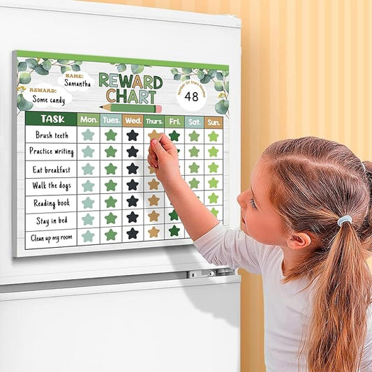 Reward Chart for Kids,Magnetic Behavior Chore Chart for Kids at Home,26 Eucalyptus Chore Charts,1960 Star Stickers,56 Reward Stickers,Incentive Chart to Develop Responsibility and Good Habits,Greenery
