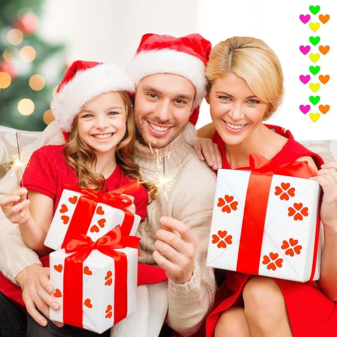 YSHIHE Fluorescent Heart Stickers, 1650 Pieces, Neon Colors, 3/4 Inch Mini Labels, 55 Sheets for Party, Gift Packaging, Decorating