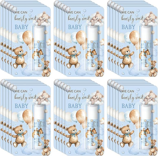 30 Pack Blue Bear Baby Shower Games Prizes Gifts Bulk Bear Lip Balms Favors for Winners Boys Girls Gender Reveal Favors Decorations Halloween Thanksgiving Baby Shower Souvenirs Gift Bags Stuffer