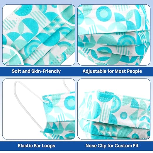 JMU 1000 Pcs Multicolor Disposable Face Masks for Adults, 4-Ply ASTM Level 3 Medical Face Masks