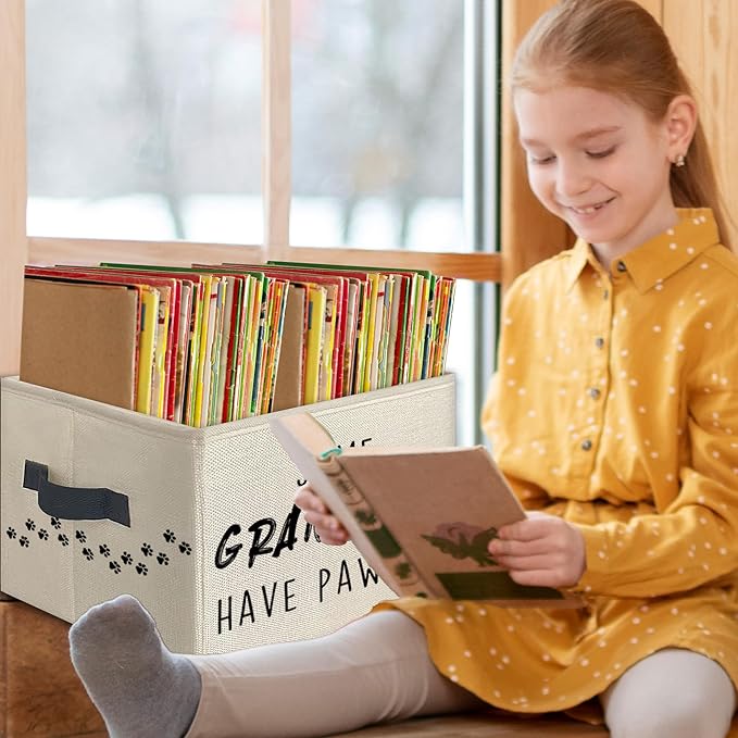 Dog Grandma Gifts Foldable Storage Bins Box with Handles, Dog Owner Lovers Gifts, Some Grandkids Have Paws Collapsible Toys Books Clothes Organizer Basket for Bedroom Bathroom