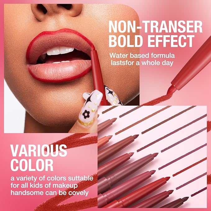 Jolilab Matte Lip Liner Set, Lip Makeup Set Natural Smooth Long-Lasting And Hydrating Beauty Daily Cosmetics Gift for Girls Easy-to-Use