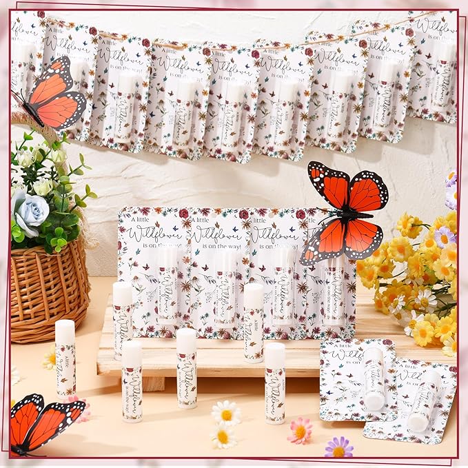 30 Pack a Little Wildflower Baby Shower Games Prizes Gifts Bulk Wildflower Lip Balms Favors for Winners Boys Girls Gender Reveal Favors Decorations Halloween Baby Shower Thanksgiving Gift Bags Stuffer