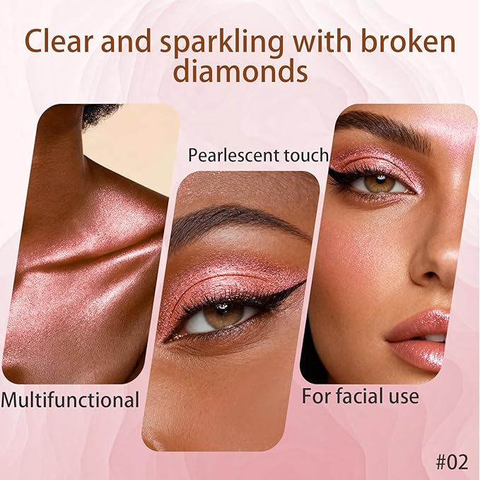 Peach Gold Glitter Cream Shimmer Eyeshadow Sticks, Multichrome Matte Eye Shadow Stick, Waterproof and Long-Lasting Smooth Cream Eye Highlighter Stick Makeup for Women, 2 Mermaid Tears