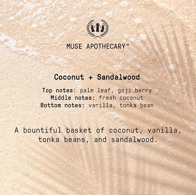 Muse Apothecary Hand Ritual - Aromatic and Nourishing Hand Soap, Infused with Natural Aromatherapy Essential Oils - USDA Certified Biobased - 16 oz, Coconut + Sandalwood, 2 Pack