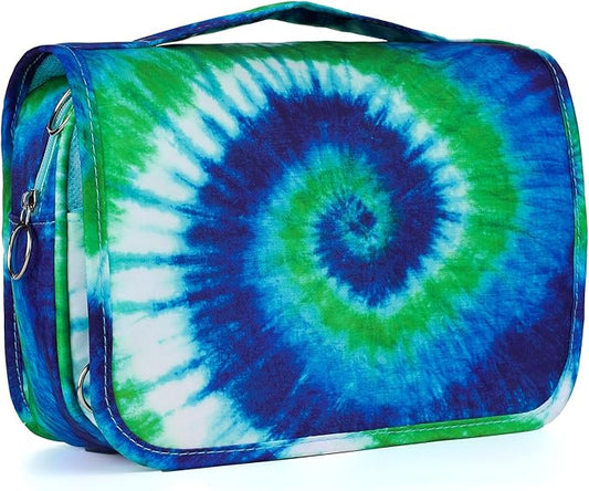 Tie Dye Hanging Toiletry Bag for Girls, Travel Toiletry Bag for Teen Girls Cosmetic Makeup Waterproof Wash Bag Traveling Toiletries, Blue