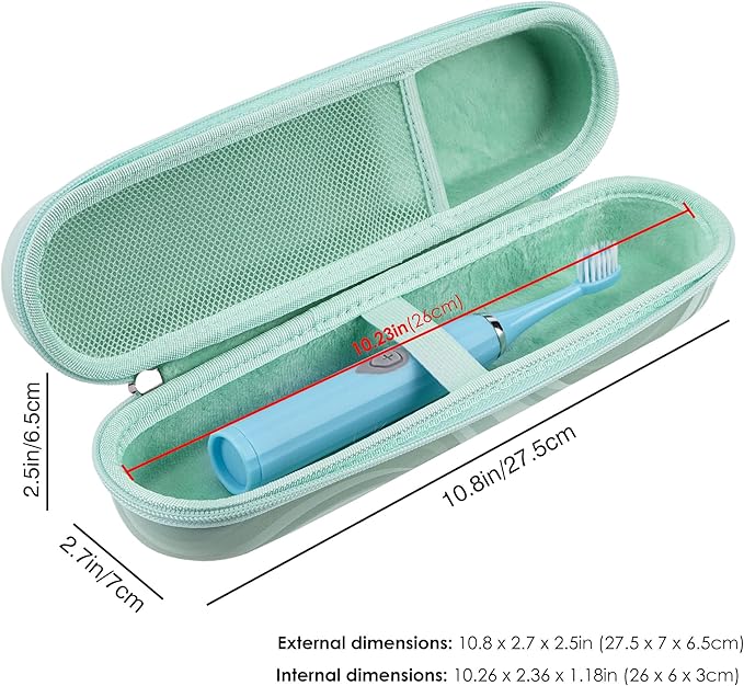 Electric Toothbrush Case, Carrier Bag for Travelling, Portable Toothbrush Carrying Case Holder Compatible with AquaSonic, Sumkyle, Oral-B iO Series, Philips Sonicare. (Green)