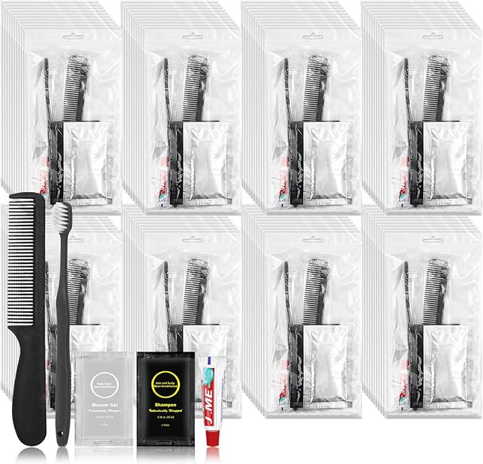 Toiletry Kits Disposable Travel Size Personal Hygiene Kits for Homeless Care Package Supplies in Bulk Toiletries Set Essential Women Men Hotel Guest Charity,Camping,Travel, Apartment 5 in 1(40 Pack)