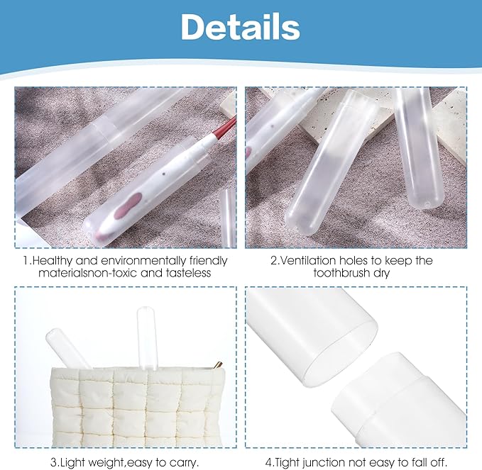 DIVINA VITAE 60Pcs Travel Toothbrush Case Plastic Toothbrush Holder Protector Portable Toothbrush Holder Bulk Dust-Proof Tooth Brush Cover Cap for Travel Business Home Camping School(Clear)