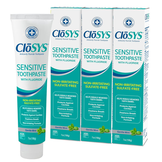 CloSYS Fluoride Toothpaste, 7 Ounce (Pack of 3), Gentle Mint, Whitening, Enamel Protection, Sulfate Free