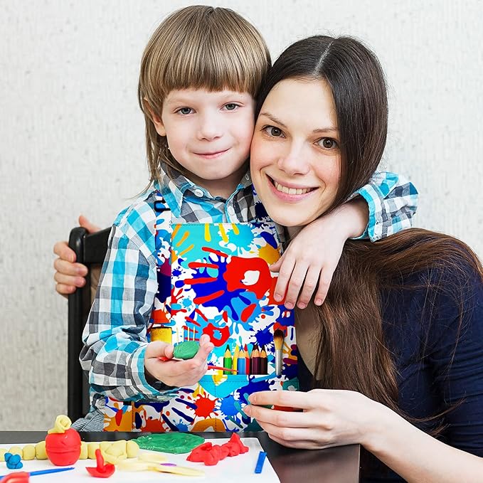 BeeGreen Kids Cooking Aprons w Adjustable Strap Kitchen Aprons w Front Pocket for Kids Toddler Painting Baking Artist