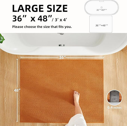 Large Bathroom Rugs Non Slip Washable Bath Rugs Super Absorbent Bathroom Rug Thin Quick Dry Low Pile Bath Mats, Orange 36"x48"