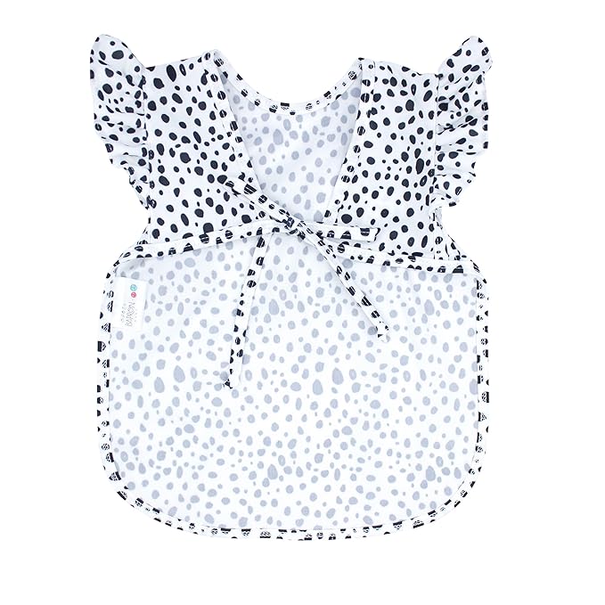 BapronBaby Flutter Organic Dot Bapron - No Neck Tie Safer Bib for Baby & Toddler - Soft Waterproof Stain Resistant - Machine Washable - Sz Preschool 3-5yrs