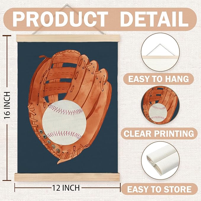 FDHSPAAM Baseball Wall Art Decor for Boys Room, Baseball Lovers Coach Players Gifts Wall Art Posters for Boys Bedroom Gym Sports Room Man Cave, 12x16 Inch Set of 2