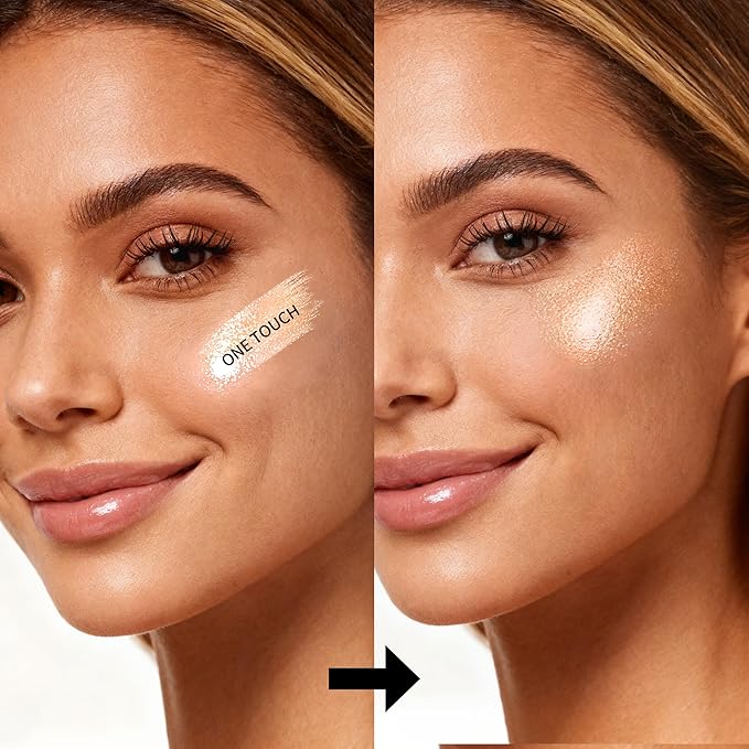 Highlighter Stick, Sheer Glow Cream Highlighter for Natural Radiant Skin, Blendable & Buildable Color, Non Caking, Long Lasting, SweatProof & Cruelty-Free, For All Skin Tones (04 Champagne Shimmer)