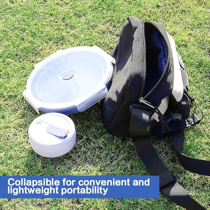 Collapsible Silicone Camping Bowl and Travel Cup Set. For Travel and Camping Microvave and Fridge Food. Suitable for Hot and Cold