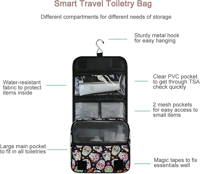 senya Hanging Travel Toiletry Bag Kit Makeup Case Cosmetics Organizer for Men Women