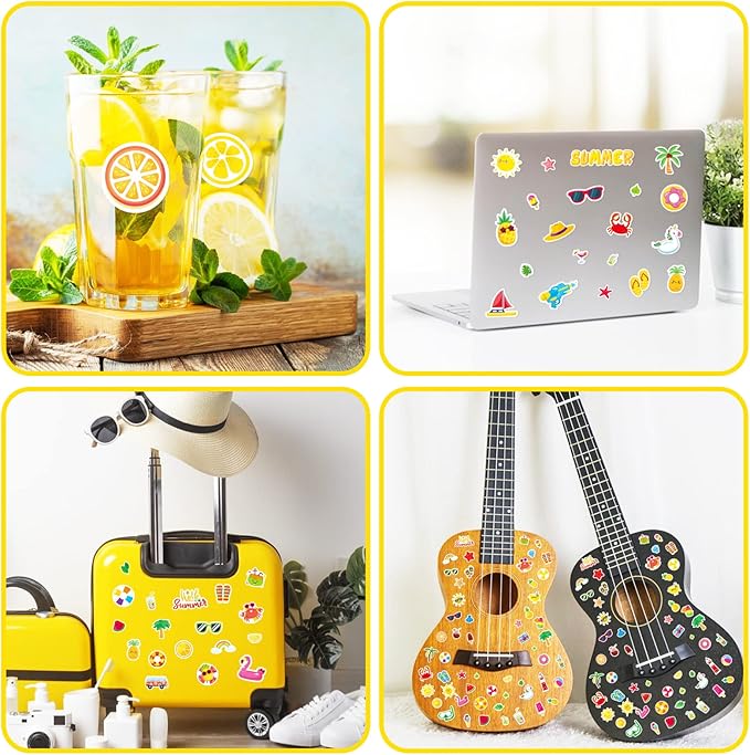 Summer Pool Beach Adhesive Stickers Luau Hawaii Sun Stickers 700 Count forBirthday Invitations Envelopes Decorations Party Goodie Gifts Bags Decor School Game Class Rewards