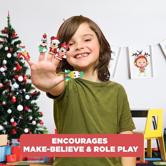 Disney Holiday Mickey and Friends Bath Toys - 11 pc Bath Value Set, Bath Toys, Finger Puppets, Rinse Cups, Foam Pump, Bath squirters