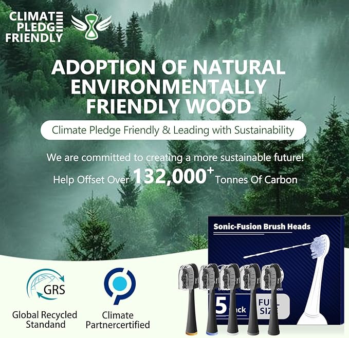 Replacement Heads for Water pik Sonic Fusion 2.0, Extra-Large Size Flossing Toothbrush Head fit for Water pik SF-01 SF-02 SF-03 SF-04 (Black, 5 Count)