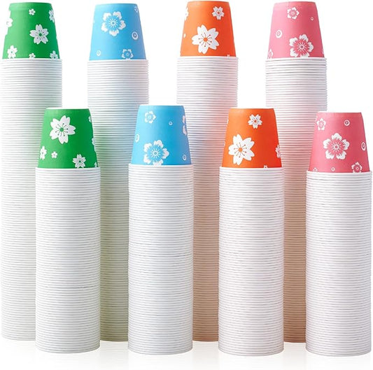 LITOPAK 800 Pack 3 oz Disposable Bathroom Cups, Colorful Small Disposable Paper Cups for Parties, Picnics, Barbecues, Travel and Events