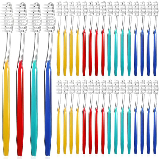Honeydak 400 Pack Disposable Toothbrushes Individually Wrapped Toothbrushes Manual Single Use Toothbrush Soft Bristle Toothbrush Colorful Disposable Tooth Brush Set for Adults Kids Travel Toiletries