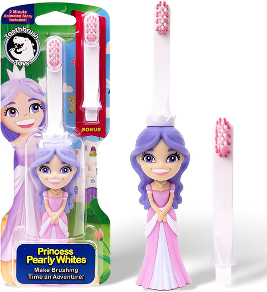 Kids Soft Bristle Princess Toothbrush for Ages 2+, Gentle and Cute Toothbrush for Children with Replaceable Brush Head, Ergonomic Handle Kids Brush for Teeth Care Ideal for Toddlers, Princess Design