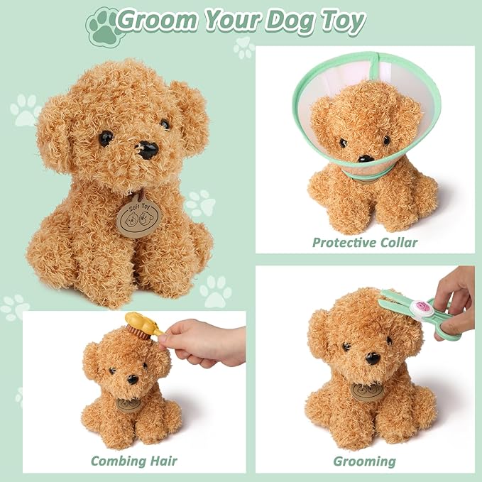 Liberry Doctor Kit for Toddlers 3 4 5 6 Years Old, 26 Pcs Kids Doctor Playset with Dog Toy, Stethoscope and Dress Up Costume, Pretend Play Medical for Boys Girls (Green)