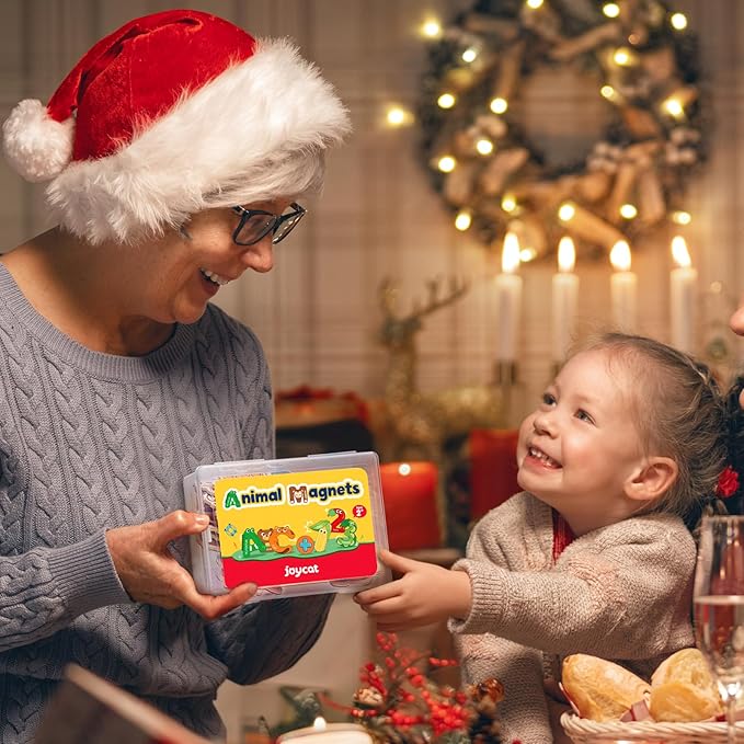 JoyCat Wooden Thick Alphabet Magnets for Toddlers Fridge Large Size Cute Animal Colorful ABC Magnetic Letters 26 Uppercase Letters 0-9 Numbers Toy Set for Kids Toddlers Preschool Learning Spelling