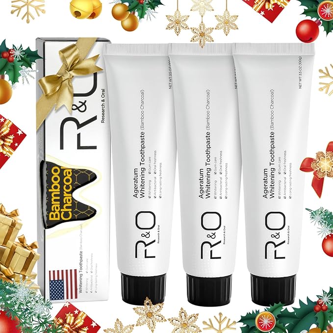R&O Ageratum Whitening Toothpaste with Bamboo Charcoal, 3.53 oz - Great for Teeth Whitening, Reduces Plaque, Removes Stubborn Stains, Promotes Oral Health, Long - Lasting Fresh Breath (3)