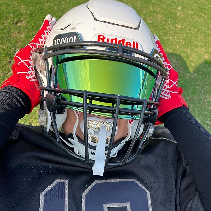 LeCool Football Mouth Guard with Connected Strap- 3D Beast Chrome Adult and Youth Mouth Guard-Mouth Piece for Sports for Maximum Air Flow and Teeth Protection