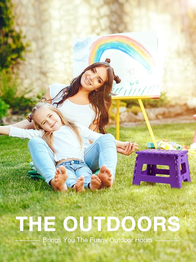 Dyforce Folding Step Stool 9", Kids Step Stool, Heavy Duty Step Stools for Adults, Compact Foot Stools, Light-Weight Toddler Step Stools for Kitchen, Bathroom, Holds Up to 300 lbs (Purple)