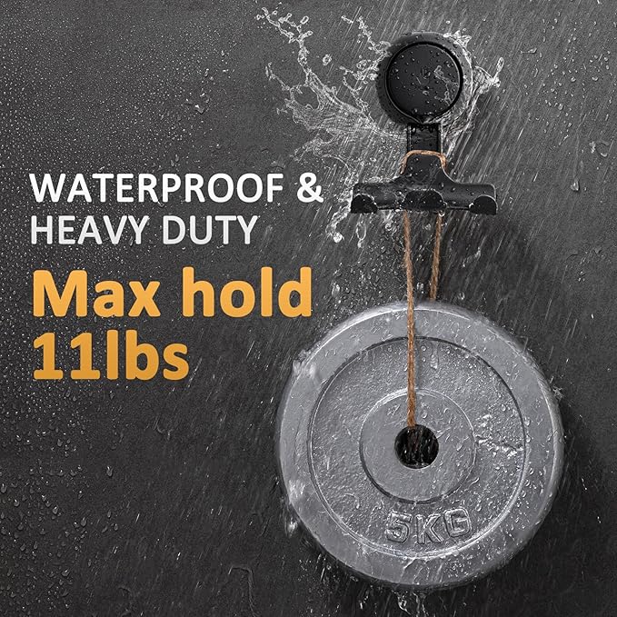 LEVERLOC Razor Holder for Shower 2 Pack, Powerful Vacuum Suction Cup Hook for Towel, Loofah, Razor, Squeegee, Damage-Free Wall Shower Hook, Shaver Holder for Bathroom, Easy to Install and Reuse, Black