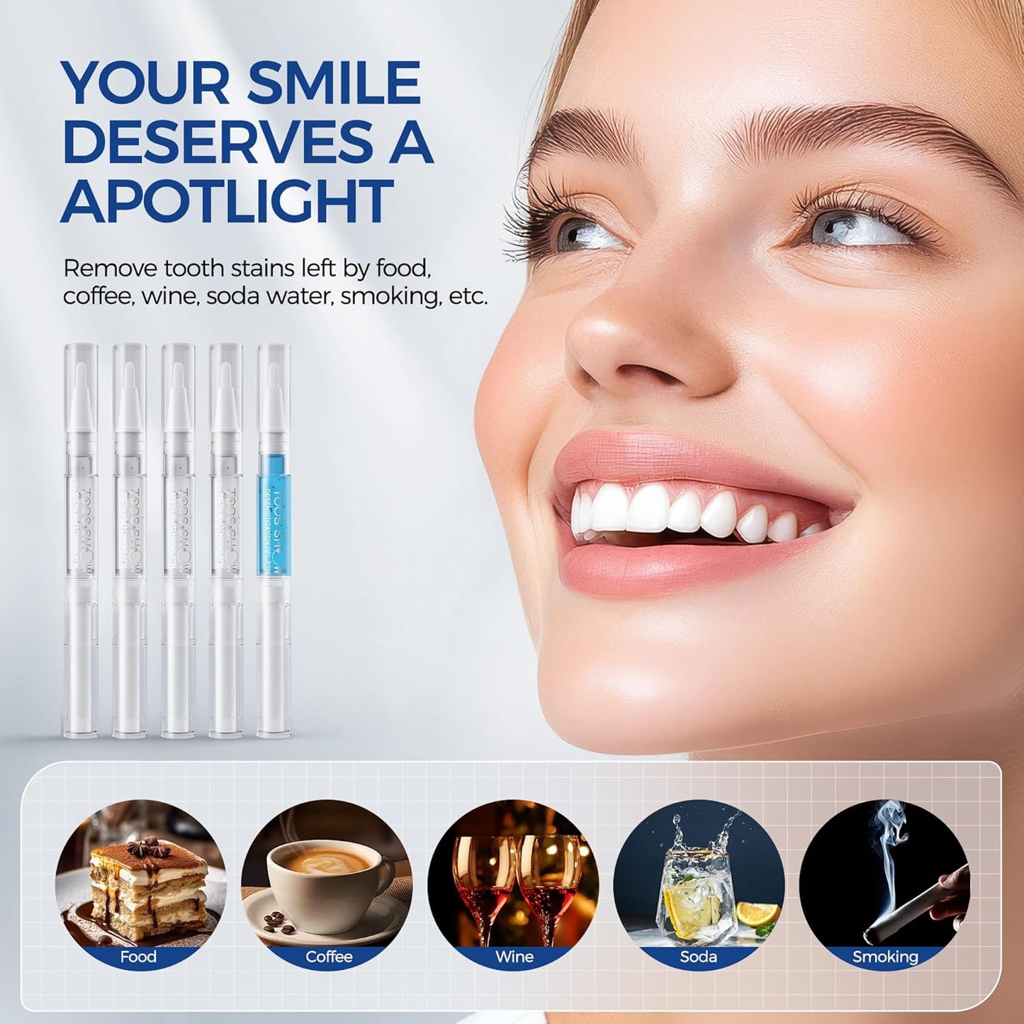 5 x Teeth Whitening Pen Gel (4+1 Desensitizing Gel), No Sensitivity Teeth Whitening Gel Kit, Effective Teeth Whitener, Travel-Friendly Tooth Whitening Pen, Carbamide Peroxide Tooth Bleaching