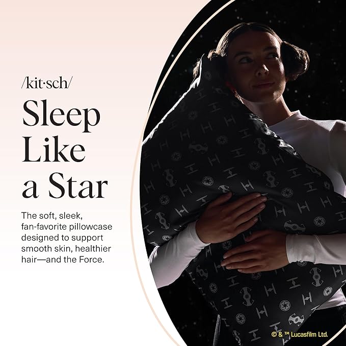 Kitsch x Star Wars Galactic Empire Satin Pillowcase | Satin Pillowcase with Zipper, Better Than Silk Pillowcase | Frizz-Reducing Pillow Case for Hair & Skin Care, Cooling & Breathable - Standard