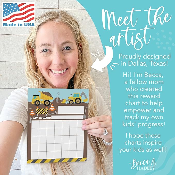 Sticker Chart for Kids Behavior at Home & Classroom - 25 Reward Chart for Kids Incentives, Gold Star Sticker Sheets, Construction Incentive Charts for Classroom Must Haves