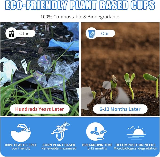 Compostable Disposable 3oz Bathroom Cups 100P Mouthwash Eco Friendly Plastic Paper Cups Biodegradable Bath Rinse Medicine Urine, Replace Mini Small Bathroom Cup 3 oz Paper Plastic Cup