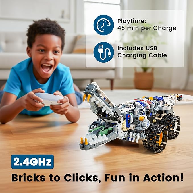 STEM RC Robot Building Kit - 3 in 1 APP & Remote Control Robotics for Kids Ages 8-12, DIY Educational Toy Programming & Science Project Kit, Birthday Gifts for Boys Girls