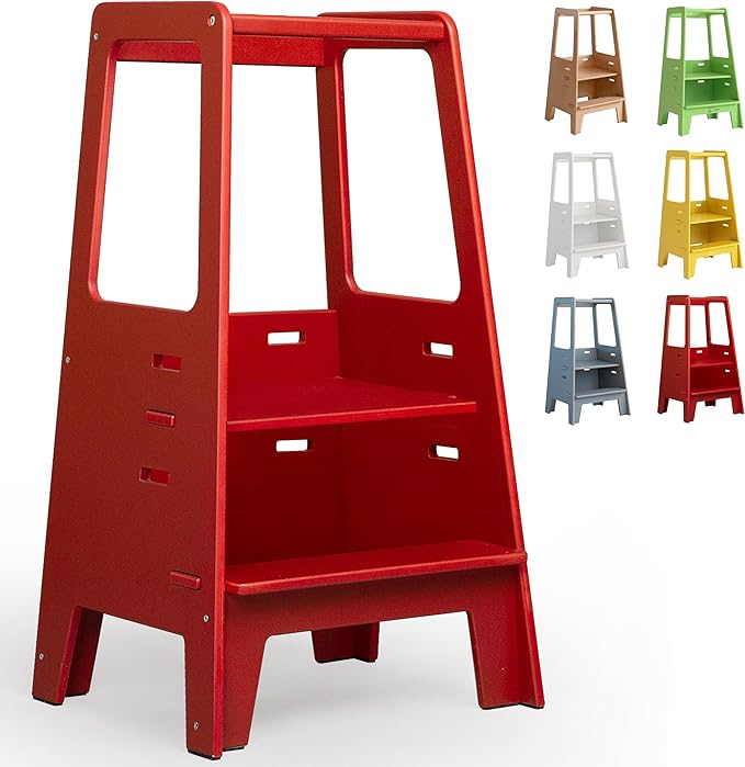 AVDAR Toddler Standing Tower Wooden Toddler Stool for Kitchen Adjustable, Winner 2023 of Contemporary Good Design, Montessori Kitchen Tools