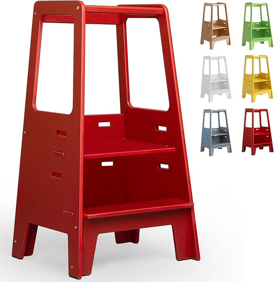 AVDAR Toddler Standing Tower Wooden Toddler Stool for Kitchen Adjustable, Winner 2023 of Contemporary Good Design, Montessori Kitchen Tools