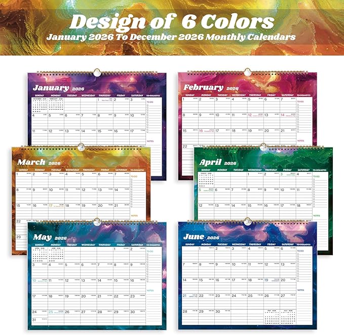 2026 Calendar 12 Month Wall Calendar 2026, Jan to Dec 2026 Calendar with Julian Dates, 14.8" X 11.5" (2026 Wall Calendar Star Dust)