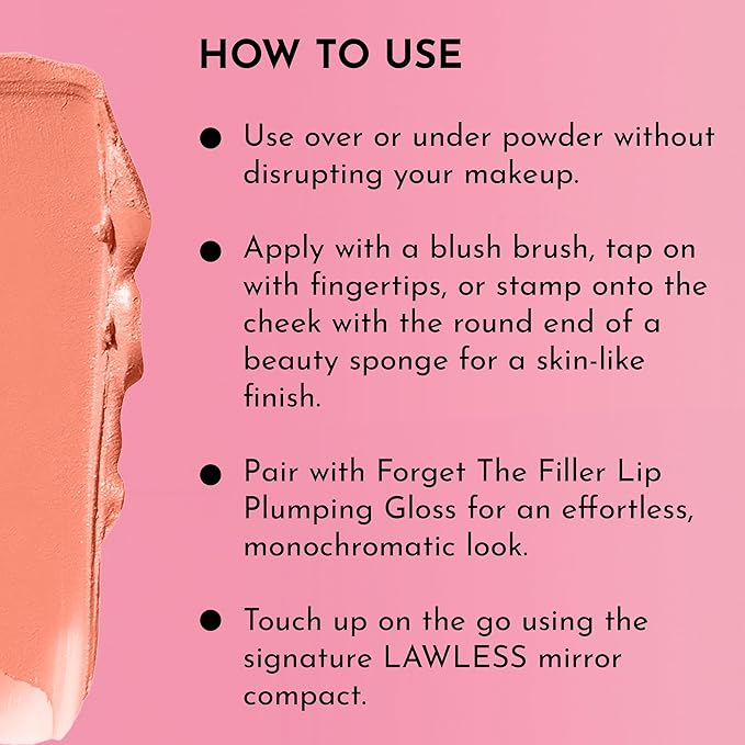 LAWLESS Pinch My Cheeks Soft-Blur Cream Blush - Starburst - Premium Weightless, Creamy Blush - Buildable Color for Lips and Cheeks - 0.18 oz