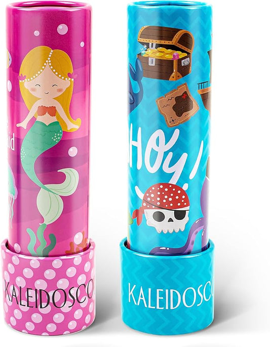 D-FantiX Classic Tin Kaleidoscope for Kids, 2 Pack Retro Toys - Educational Toys with Metal Body, Boy Girl Birthday Party Favors Decorations, Christmas Stocking Stuffer Gift