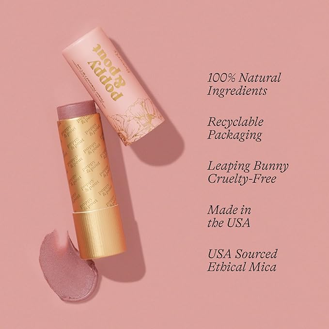 Poppy & Pout All Natural Lip Tint, Cardboard Tube, Hand-Filled, Beeswax, Vitamin E, Coconut Oil, Cruelty Free, All-Natural Shades (Beverly)