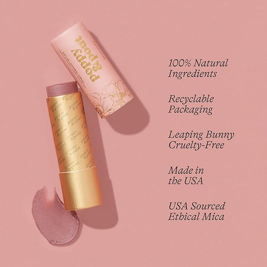 Poppy & Pout All Natural Lip Tint, Cardboard Tube, Hand-Filled, Beeswax, Vitamin E, Coconut Oil, Cruelty Free, All-Natural Shades (Beverly)