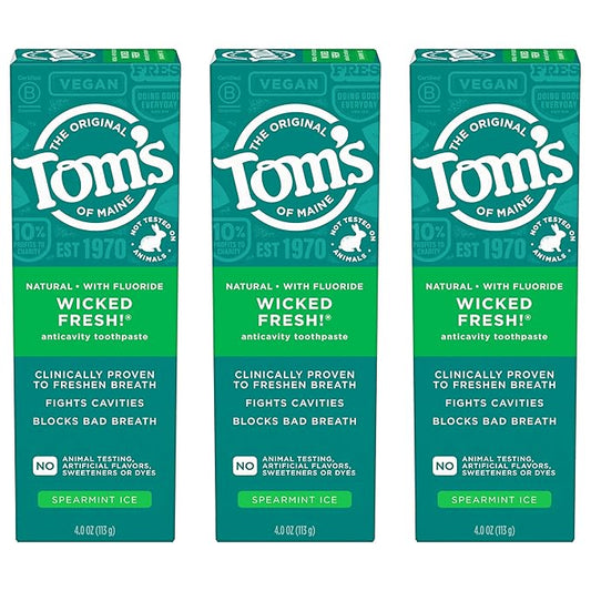 Tom's of Maine Wicked Fresh! Natural Anticavity Toothpaste, with Fluoride, 3 Pack, 4.0oz