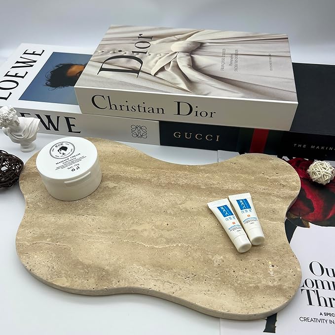 Natural Travertine Tray Luxury Travertine Vanity Organizer Cloud Shape for Bathroom Kitchen Counter, Decorative Tray for Dresser Home Décor