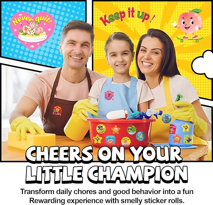 HORIECHALY 3 Rolls Scratch and Sniff Stickers for Kids, 600PCS Smelly Scented Stickers, Kid's Reward Sticker, Classroom Teacher Must Haves, School Supplies Incentives Christmas Children‘s Gift-1.57''